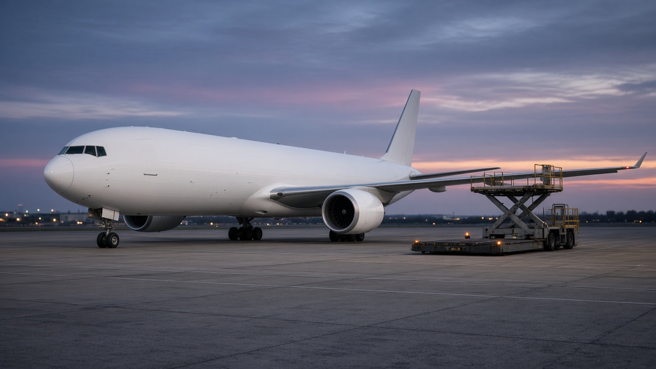 Pesawat kargo di apron bandara